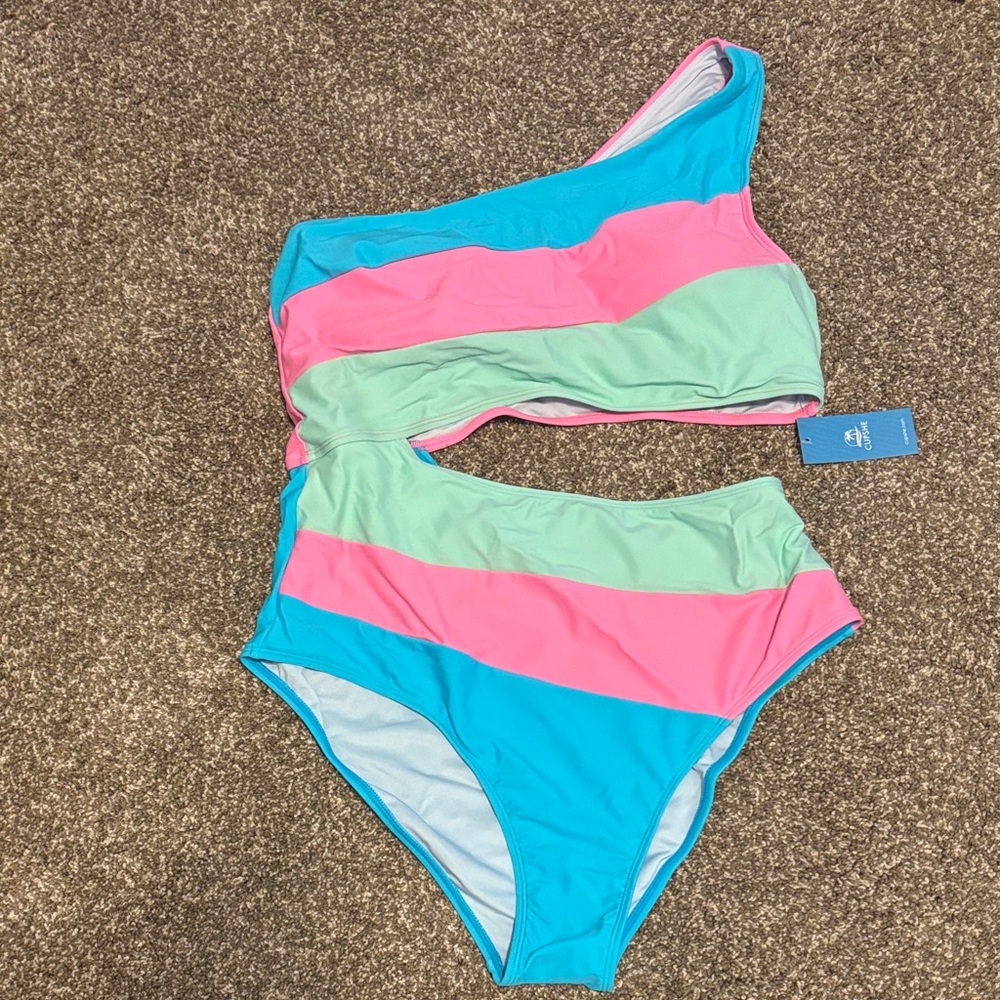 Cupshe Mint Green and Pink Bikini Set